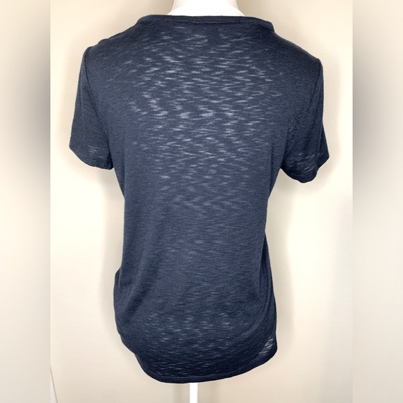 INC International Concepts Women Short Sleeve Ruched Top Size Small Navy Blue - Picture 3 of 8
